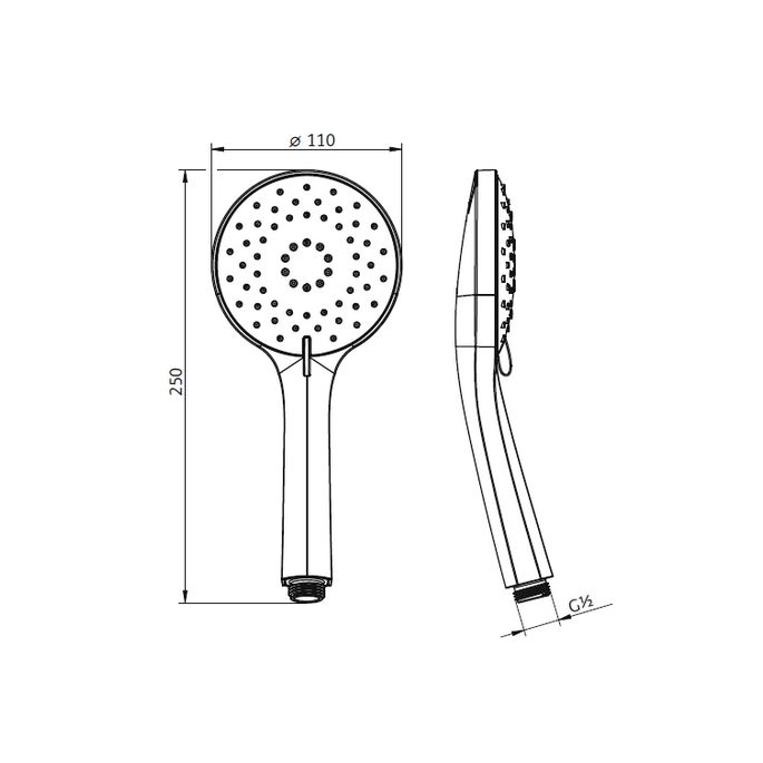 HSK Shower & Co! 1000121 showerset 1.21 rond met veiligheidsthermostaat chroom