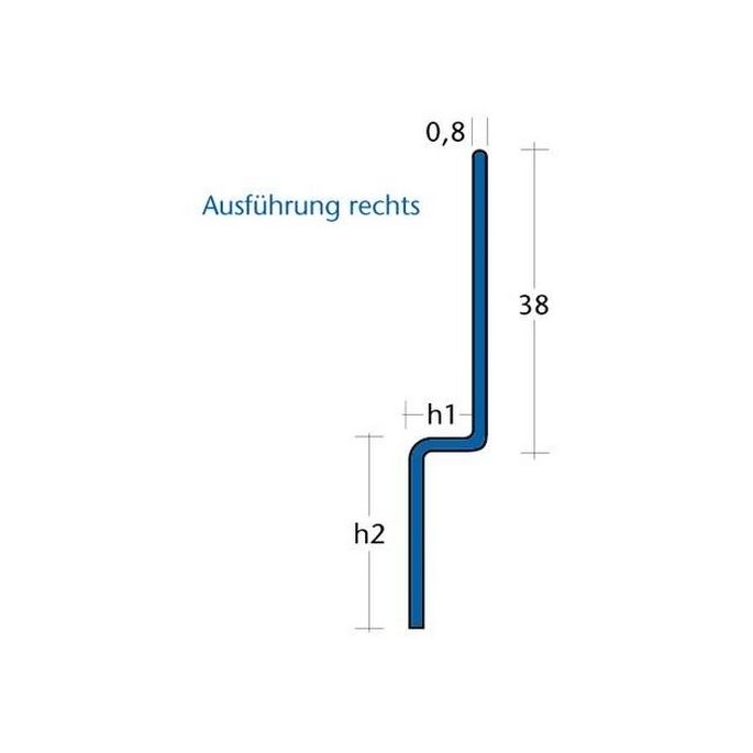 Blanke Aqua Keil Wand 8462856080R afsluitprofiel 1480x8x32mm rechts mat zwart