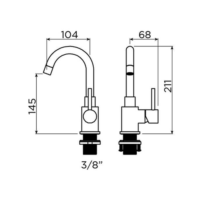 Clou Xo CL061400121 type 1 wastafelmengkraan mat zwart