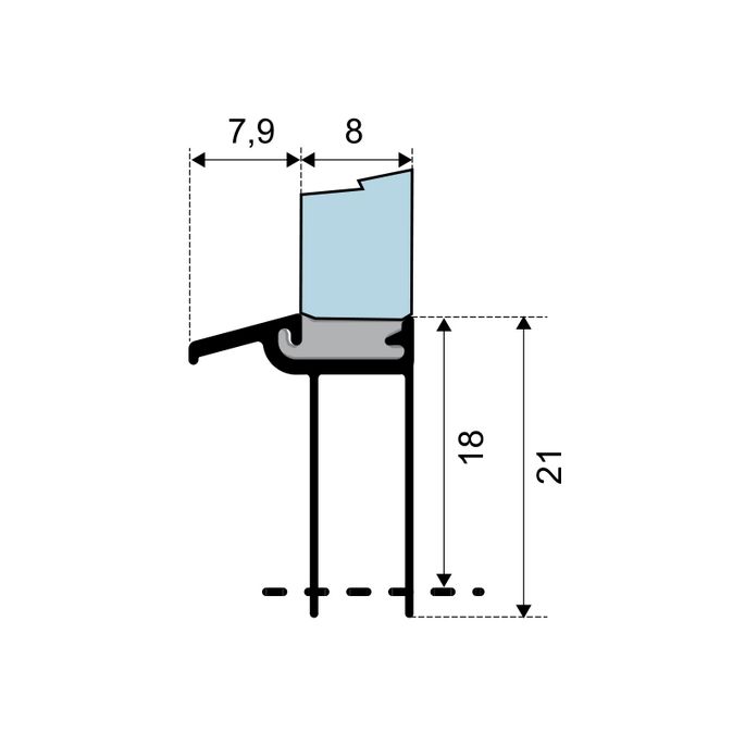 Duka GUML424 lang afdichtprofiel 100cm transparant, 8mm