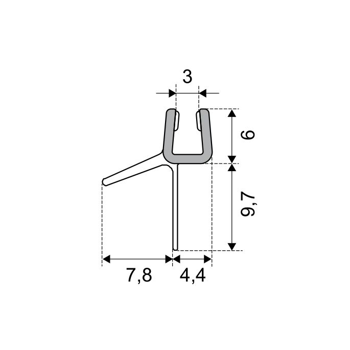 Duka GUMP136 afdichtprofiel 100cm transparant, 3mm