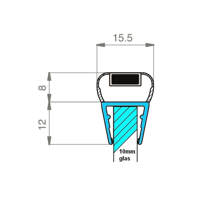 Exa-Lent Universal DS2220010 helder doucheprofiel magneet recht (per stuk) 200cm 10mm