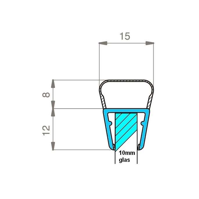 Exa-Lent Universal sample piece of shower rubber type DS25 - 2cm length and suitable for glass thickness 10mm - 1 bellows of 8mm (ball)