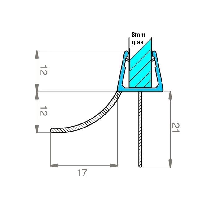 Exa-Lent Universal monsterstukje doucherubber type DS27 - 2cm lengte en geschikt voor glasdikte 8mm - 2 lange flapjes