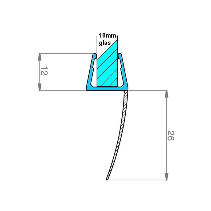 Exa-Lent Universal monsterstukje doucherubber type DS28 - 2cm lengte en geschikt voor glasdikte 10mm - 1 flap