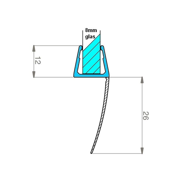 Exa-Lent Universal monsterstukje doucherubber type DS28 - 2cm lengte en geschikt voor glasdikte 8mm - 1 flap