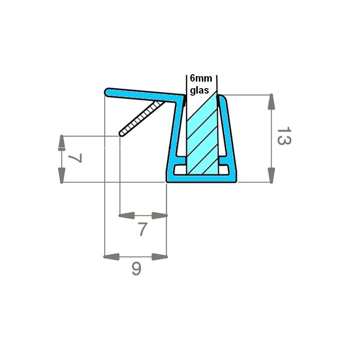 Exa-Lent Universal monsterstukje doucherubber type DS46 - 2cm lengte en geschikt voor glasdikte 6mm - aanslagprofiel 1 flapje