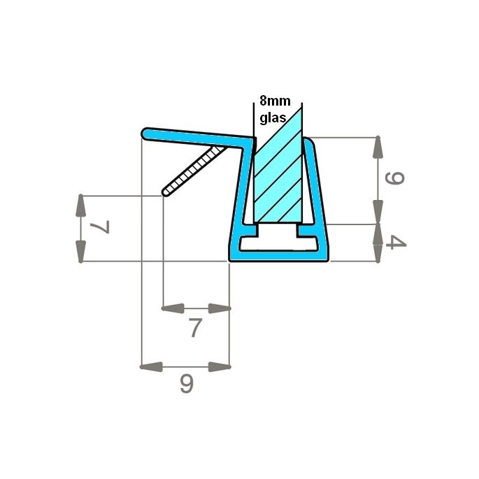 Exa-Lent Universal monsterstukje doucherubber type DS46 - 2cm lengte en geschikt voor glasdikte 8mm - aanslagprofiel 1 flapje