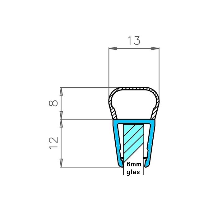 Exa-Lent Universal monsterstukje doucherubber type DS59 - 2cm lengte en geschikt voor glasdikte 6mm - 1 balgje van 8mm (bolletje)