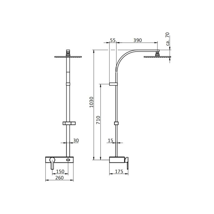 HSK AquaSwitch RS 500 Mix rectangular 1001840 showerset with mixer tap chrome