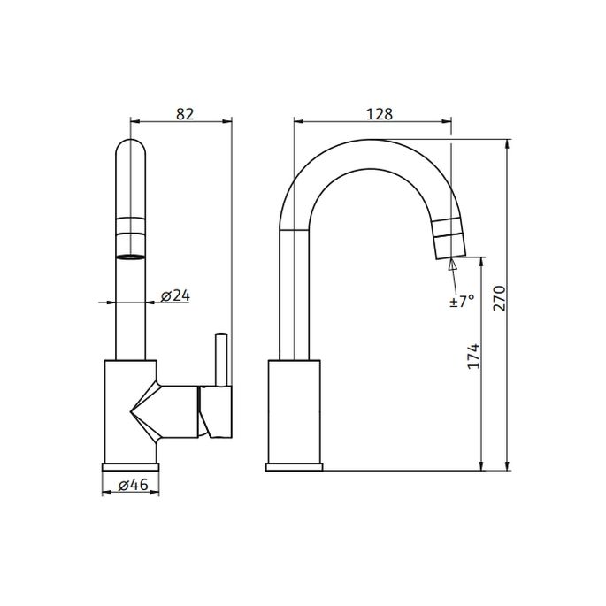 HSK Shower & Co! 1100102 wastafelkraan rond chroom