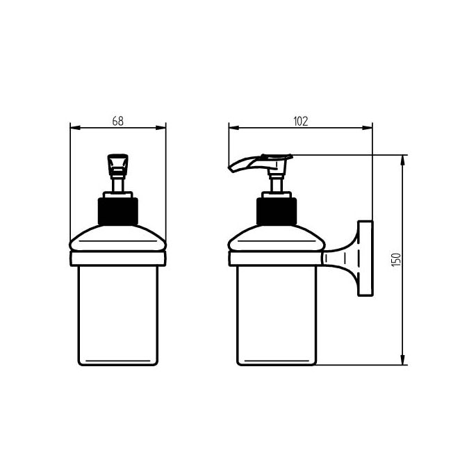 Haceka Aspen 1209516 zeepdispenser gesatineerd glas/ mat zwart