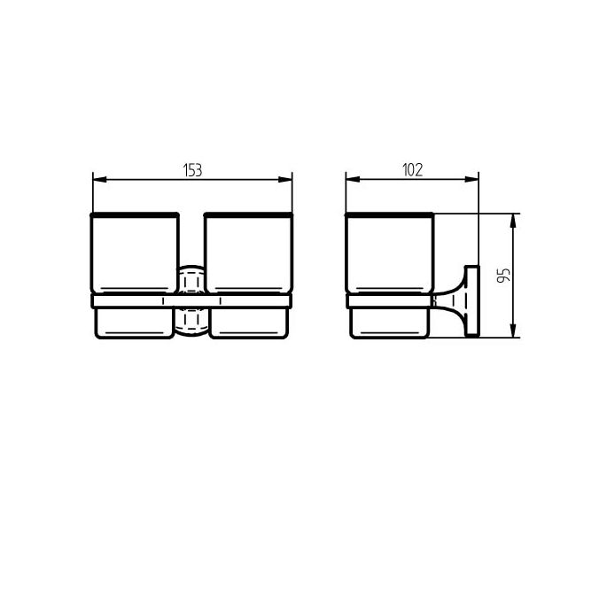 Haceka Aspen 1209517 dubbele glashouder helder glas/ mat zwart
