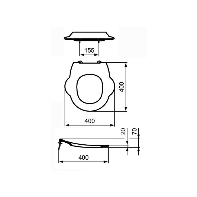 Fixation Abattant WC Ideal Standard CONTOUR 21 SCHOOLS Hêtre/acier  inoxydable EV430BJ