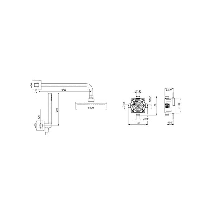 Pure Duero DU5425-WI Duscheinbauset mit Thermostat Mattweiß