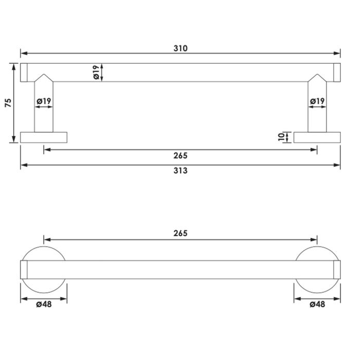 Brauer 5-CE-219 towel rail 30cm chrome