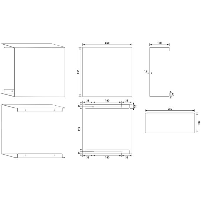 Brauer 5-GM-227 opbouwnis met verborgen opbergruimte gunmetal geborsteld pvd