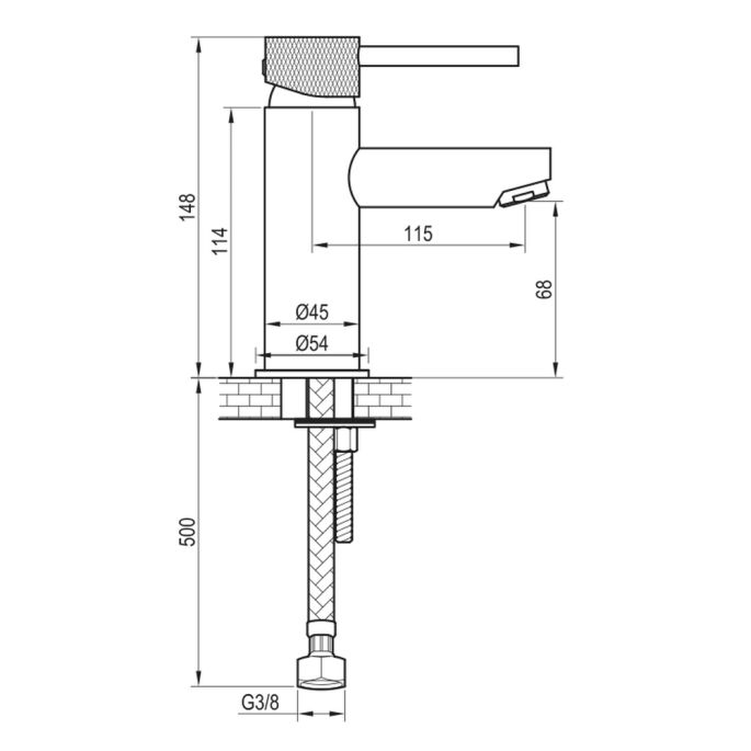 Brauer Carving 5-GK-001-HD6 lage opbouw wastafelmengkraan model A koper geborsteld PVD