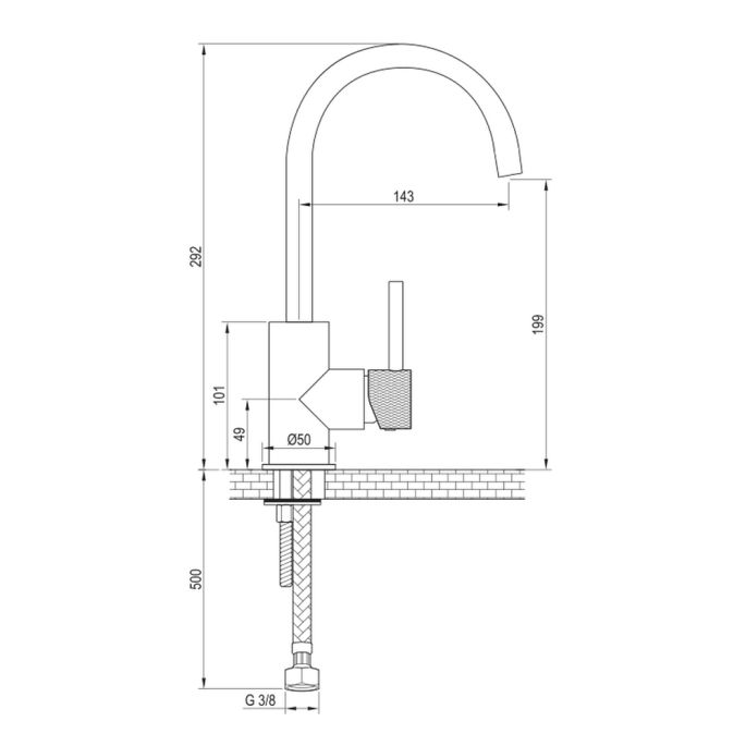 Brauer Carving 5-S-003-S4 high body basin mixer with swivel flat spout model A matt black