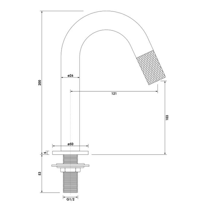 Brauer Carving 5-S-321 opbouw fonteinkraan met gebogen uitloop mat zwart