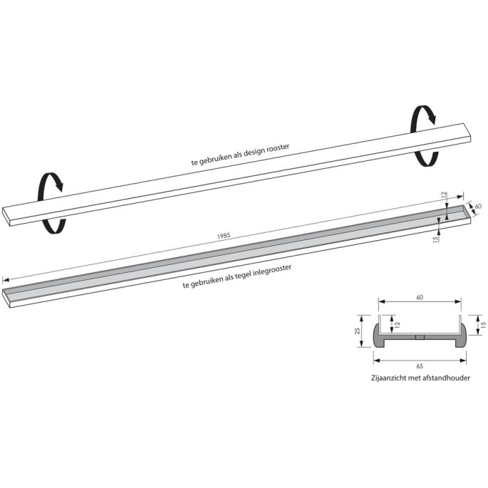 Brauer DR-LOSMR200NG los multifunctioneel rooster 7 x 200cm RVS geborsteld