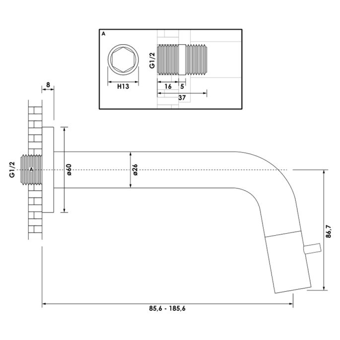 Brauer Edition 5-CE-257 inbouw fonteinkraan inkortbaar chroom