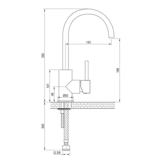 Brauer Ausgabe 5-GK-003-S3 Waschtischmischer mit drehbarer flacher Auslauf Modell A Kupfer gebürstet PVD