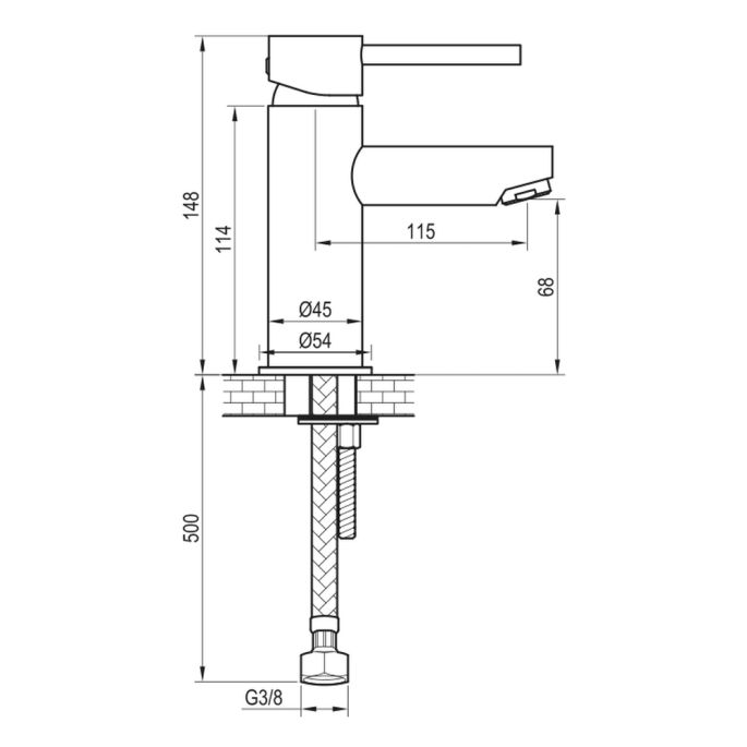 Brauer Edition 5-GK-001 lage opbouw wastafelmengkraan model A koper geborsteld PVD