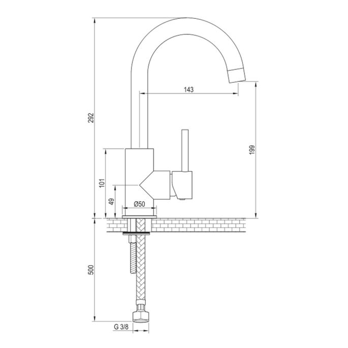 Brauer Ausgabe 5-GK-003-R1 Waschtischmischer mit drehbarer runder Auslauf Modell C Kupfer gebürstet PVD