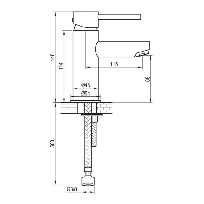 Brauer Edition 5-GM-001-HD4 lage opbouw wastafelmengkraan model D gunmetal geborsteld PVD