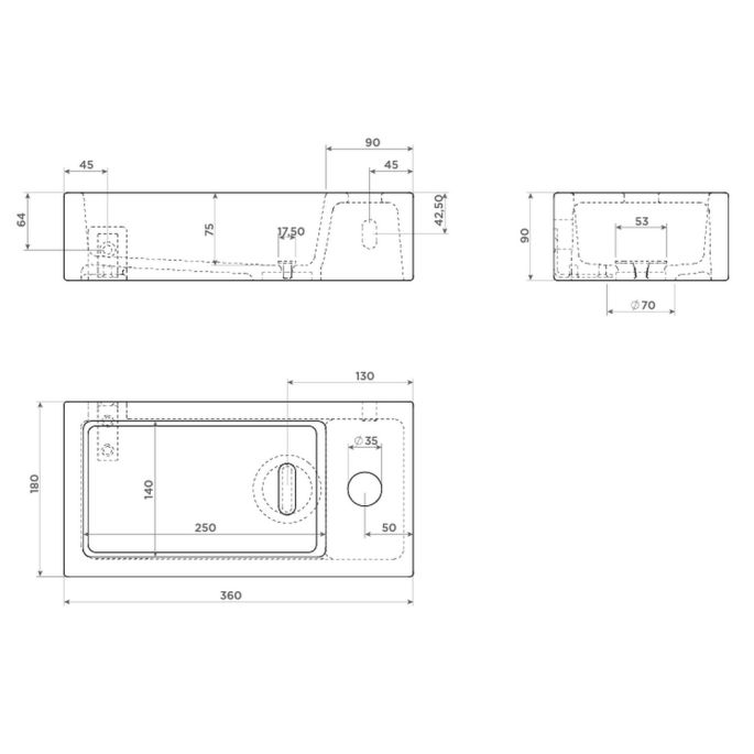 Clou Flush 3 CL0302030 keramiek fontein 36cm mat wit