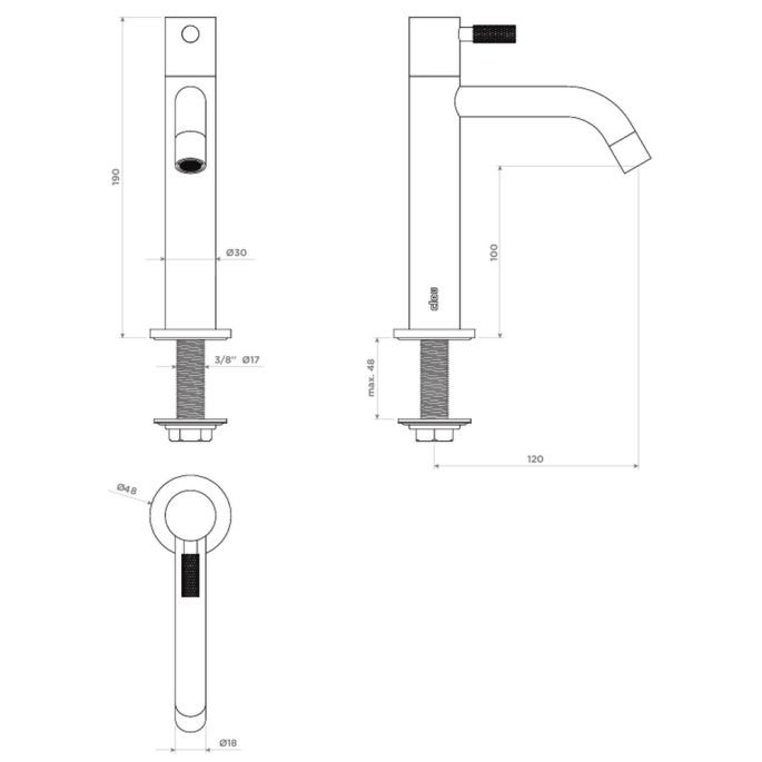 Clou Freddo 2 CL/06.03.001.84.L fonteinkraan staand hoog gunmetal geborsteld PVD