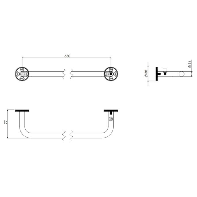 Clou Kaldur CL/09.05057.21 handdoekrek 65cm mat zwart