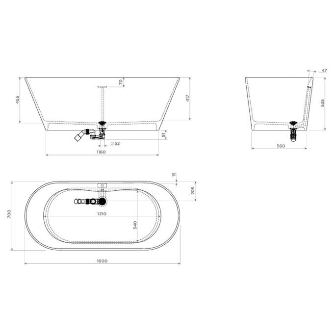 Clou Solium II CL057002020 vrijstaand bad 175x80 aluite mat wit