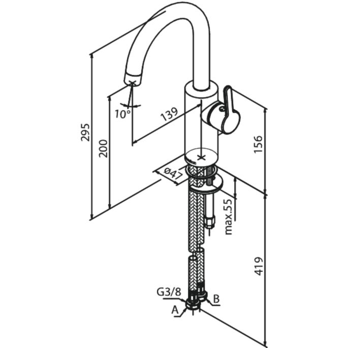 Damixa Silhouet 746202100 wastafelmengkraan mat wit (OUTLET)