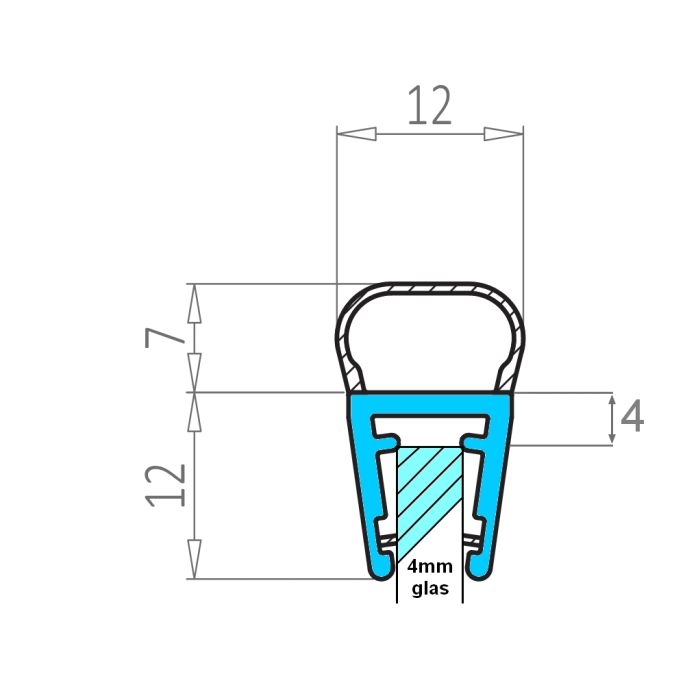 Exa-Lent Universelles Musterstück aus Duschgummi Typ DS71 - 2cm Länge und geeignet für Glasstärke 4mm - 1 Faltenbalg von 7mm (Kugel)