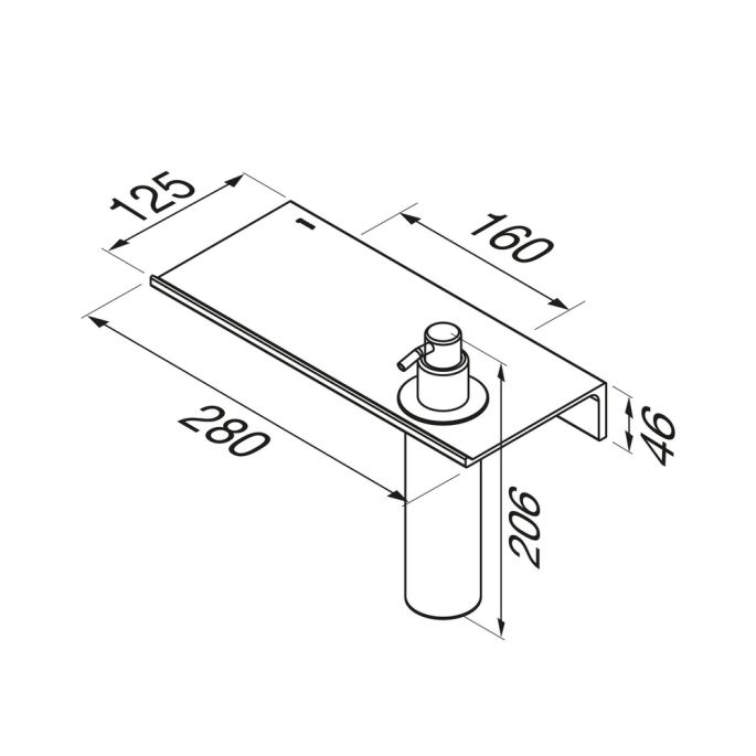 Geesa Leev 918216-06-280 Shelf 28 cm with towel hook and soap dispenser 200ml black