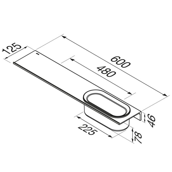 Geesa Ablag Leev 918220-06-600 60 cm mit Duschkorb 22,5 cm schwarz