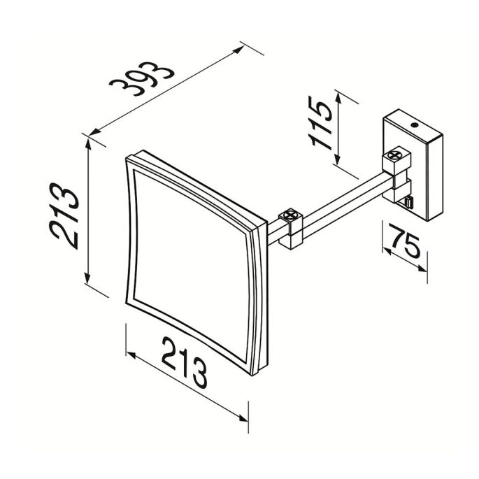 Geesa Mirror 911099 shaving mirror 2-armed 5x magnifying chrome