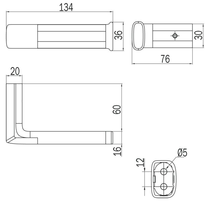 Inda Claire A71250NE omkeerbare rolhouder mat zwart