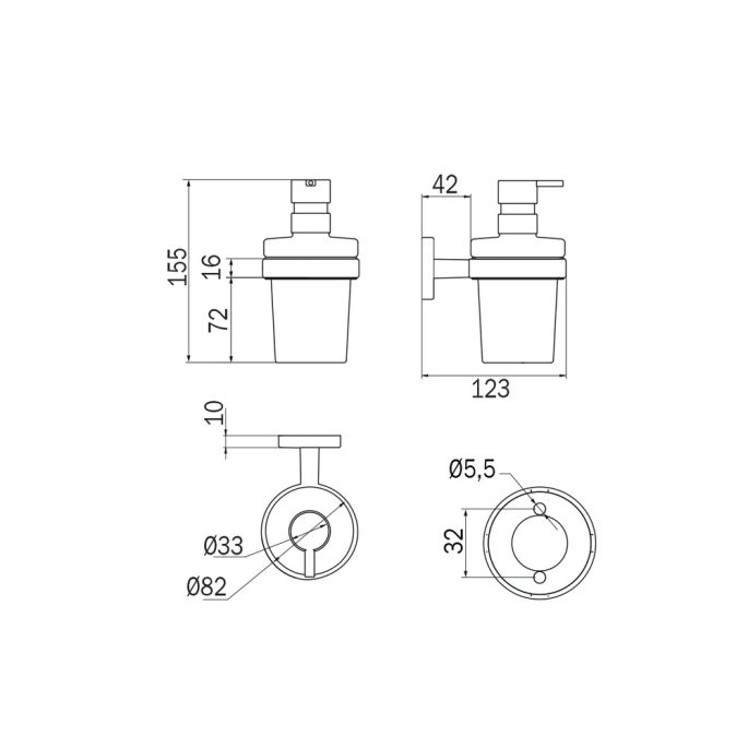 Inda Gealuna A10120NE03 zeepdispenser transparant helder glas/ mat zwart