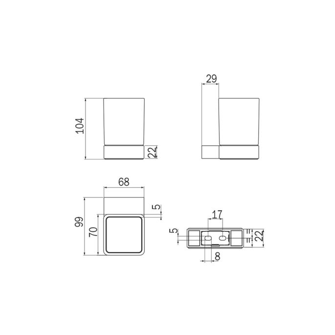 Inda Indissima A88110NE04 zeephouder met glazen schaaltje mat zwart/ fumé glas