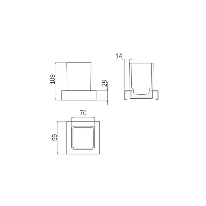 Inda Indissima A8810NNS21 Glasmodul 100mm Edelstahl gebürstet/satiniertes Glas