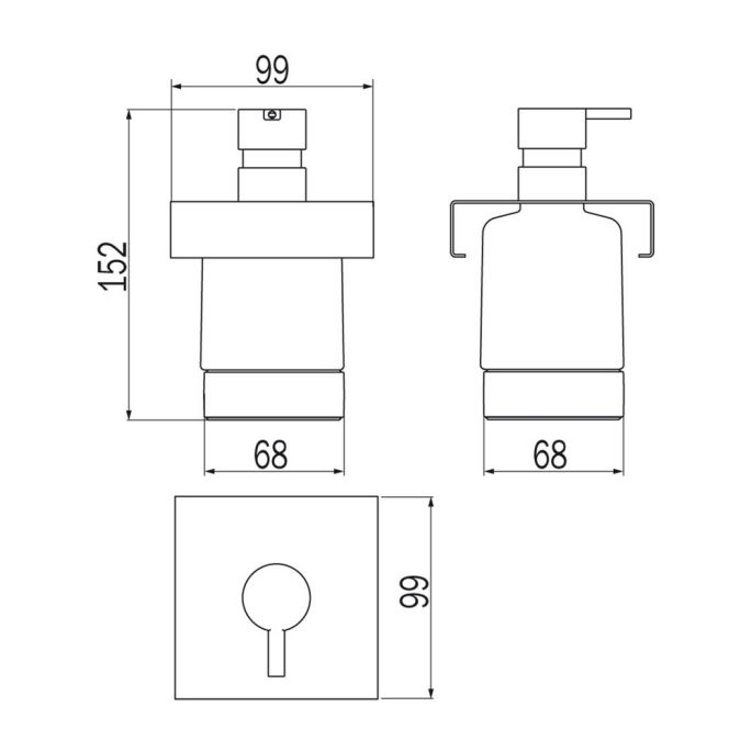 Inda Indissima A8812MNE21 zeepstrooimodule 100mm mat zwart/ gesatineerd glas