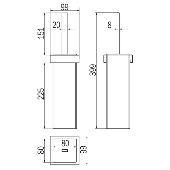 Inda Indissima A8814MWM Bürstenhalter-Modul mit abnehmbarem Sockel 100mm matt weiß