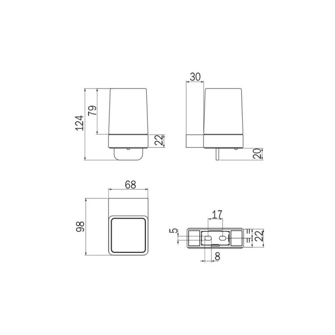 Inda Indissima A88670NE04 zeepdispenser met houder mat zwart/ fumé glas