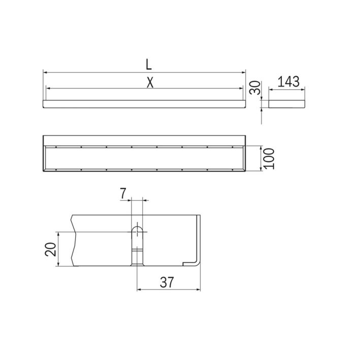 Inda Indissima A8883GWM modulaire balk met led-licht 604mm voor accessoires mat wit