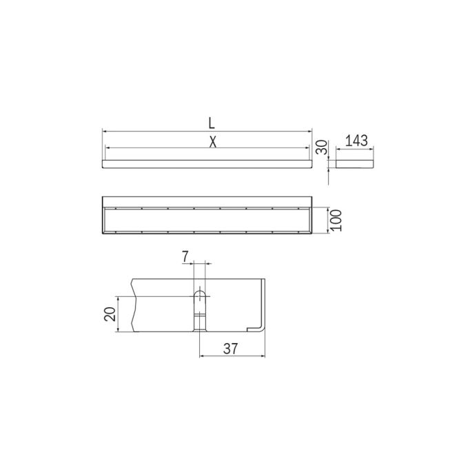 Inda Indissima A8883MNS modularer Balken für unter Spiegel 604mm für Accessoires gebürsteter Edelstahl