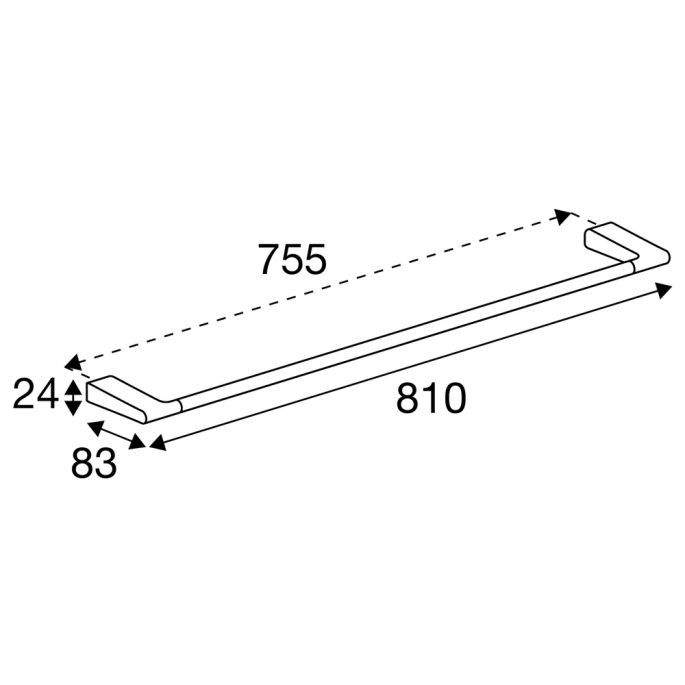 Pressalit Style PR10510 handdoekhouder enkel 81cm geborsteld staal