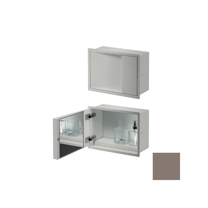 Inda MY Secret A80750VN Einbaunische mit Becherhalter, Seifenspender und Spiegel 350x260mm matt avana